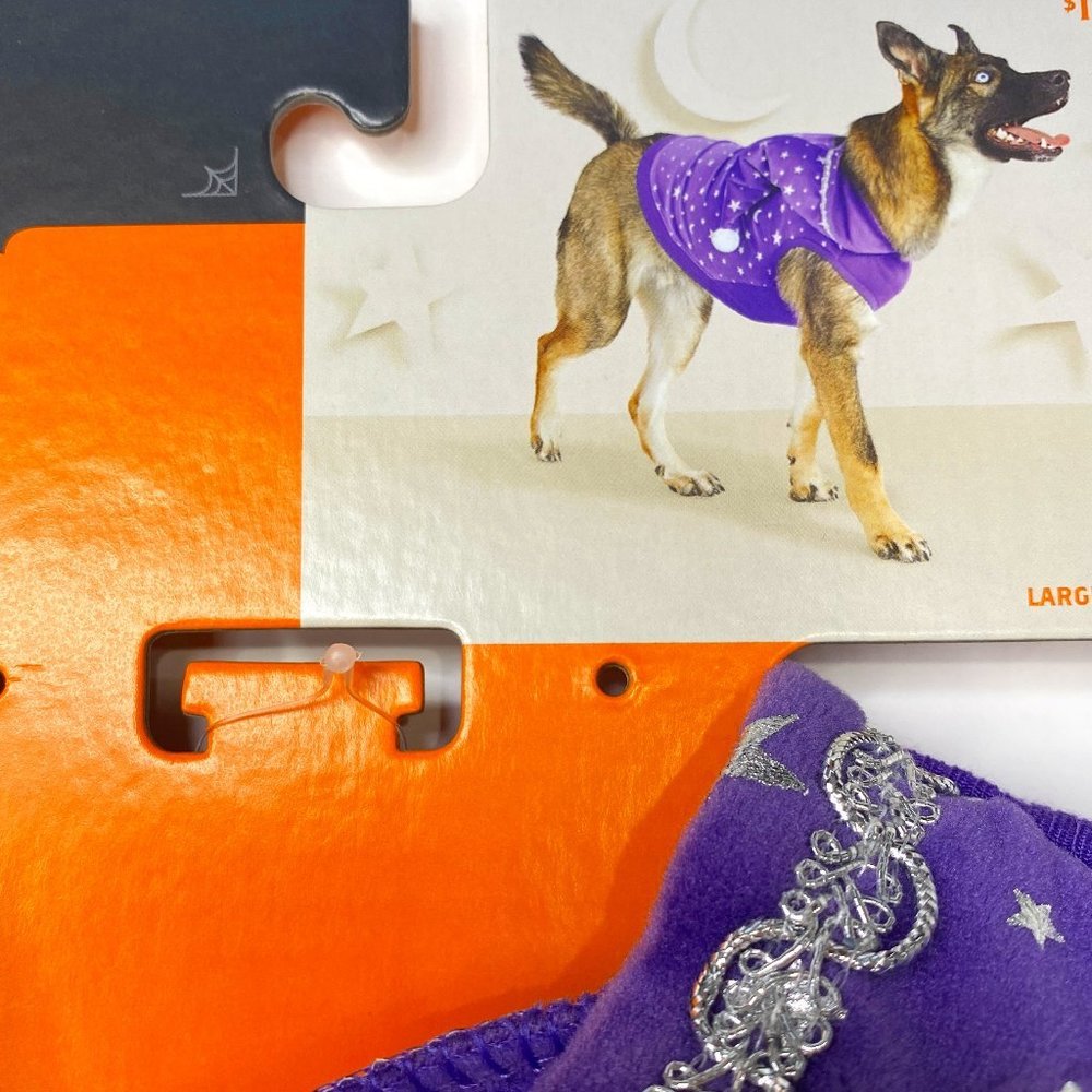 HYDE and EEK Boutique NWT, dog wizard hoodie, size Large, purple/silver.